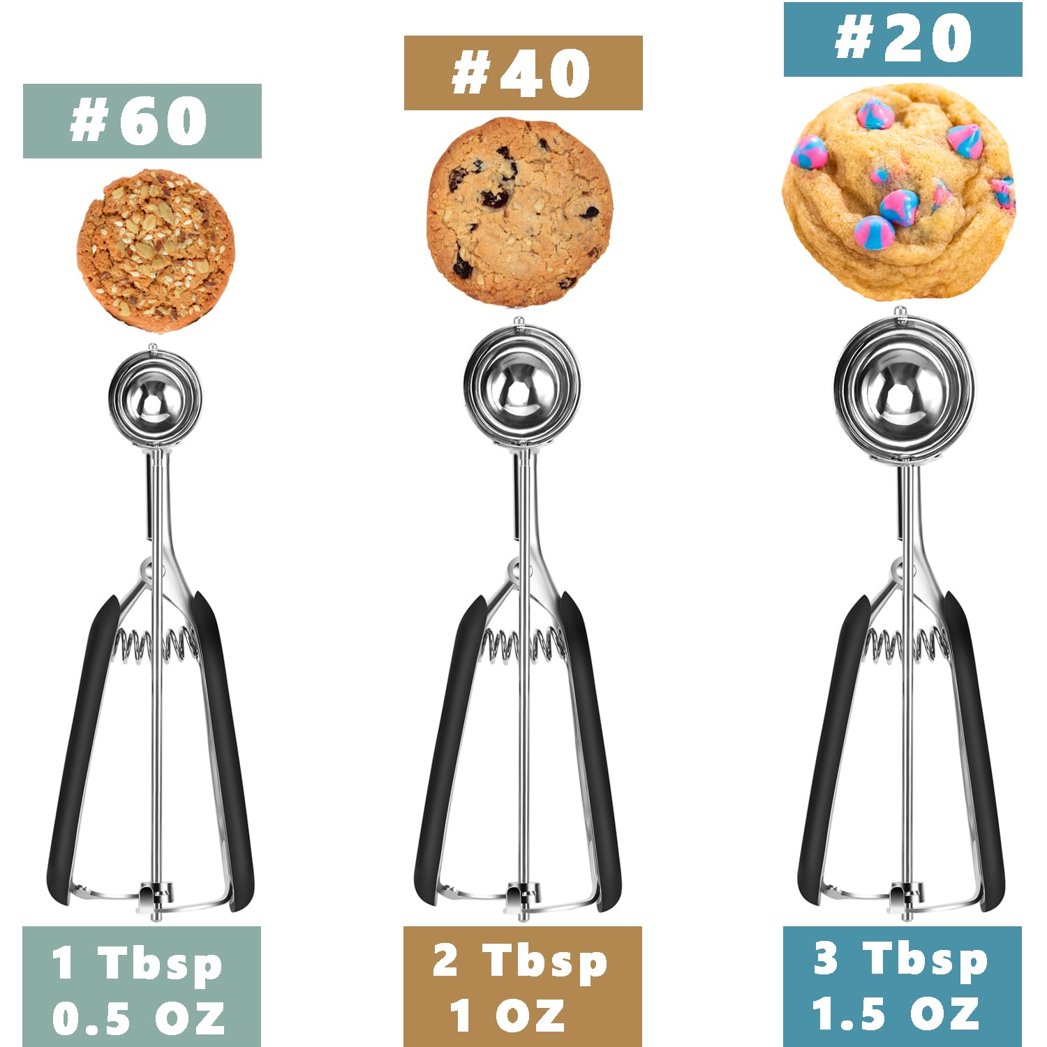 HOMURE H cookie scoop medium 2 Tbsp for uniform cookie portions and efficiency