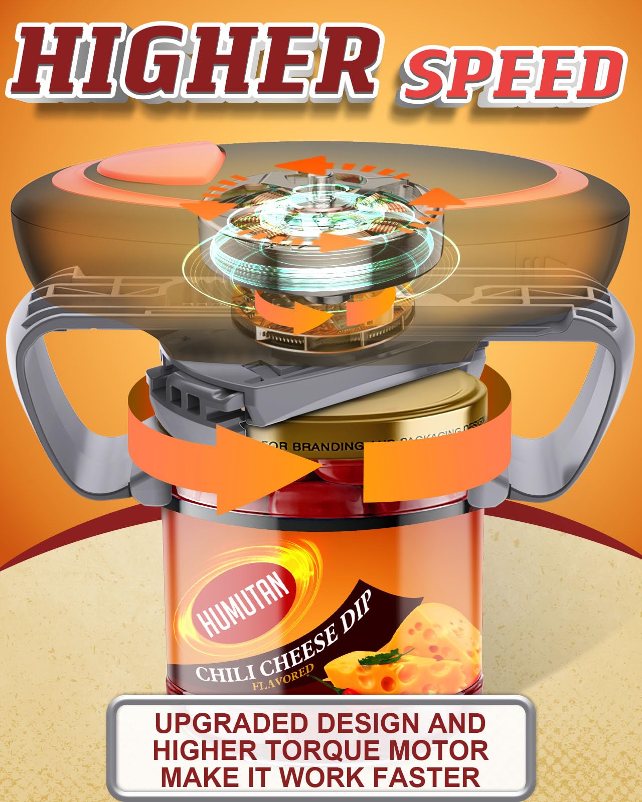 Humutan one-touch operation enables simple jar opening.
