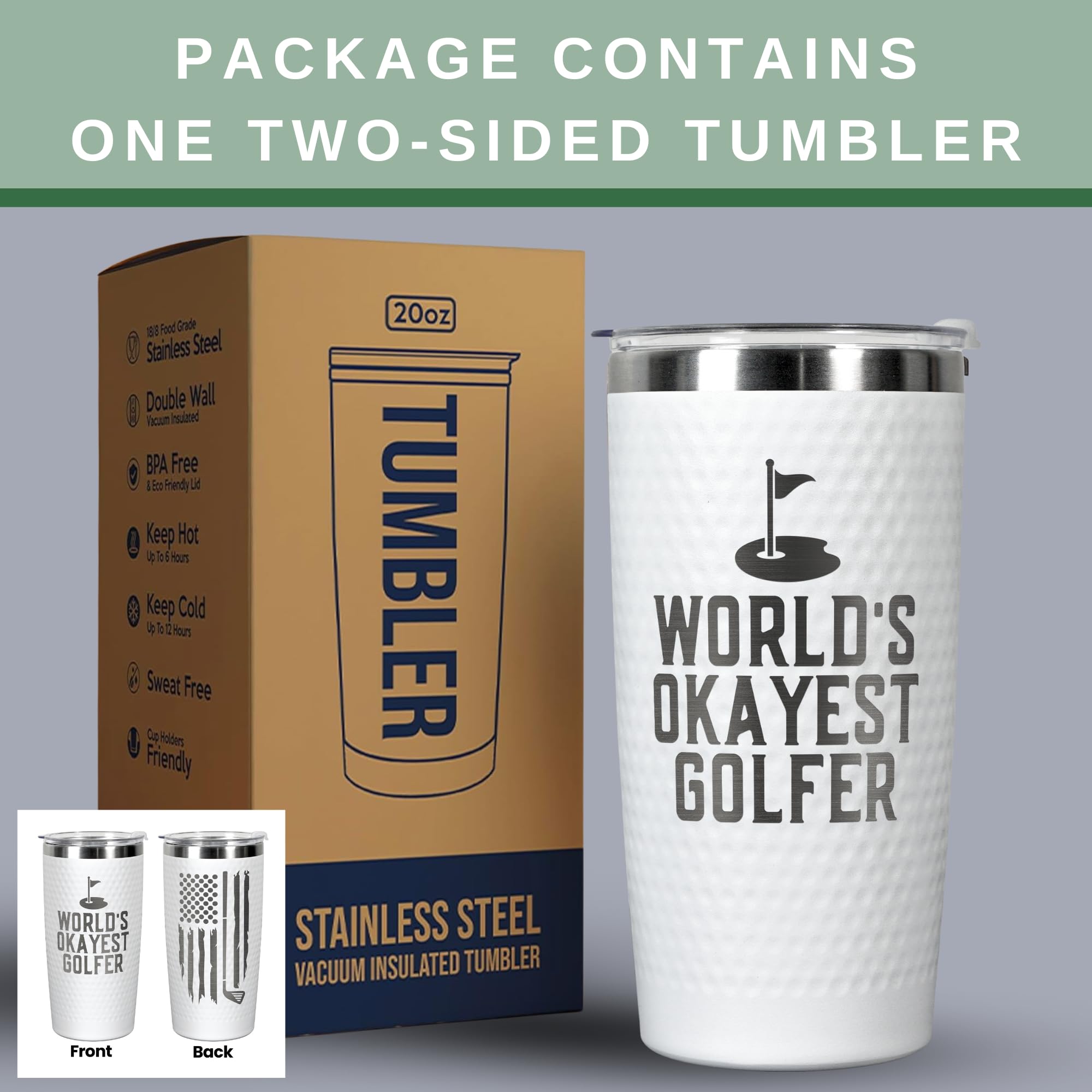 HUNIGIFT World’s Golfer Tumbler body-stainless keeps beverages at the right temp.