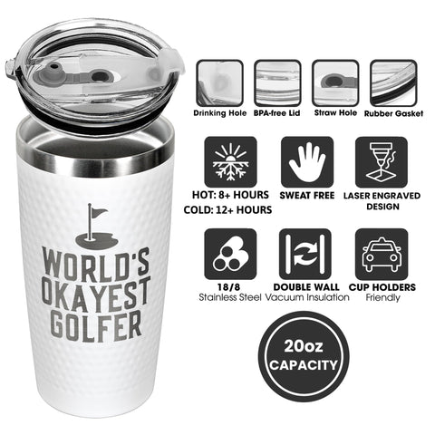 HUNIGIFT World’s Golfer Tumbler ergonomic grip for comfortable handling.