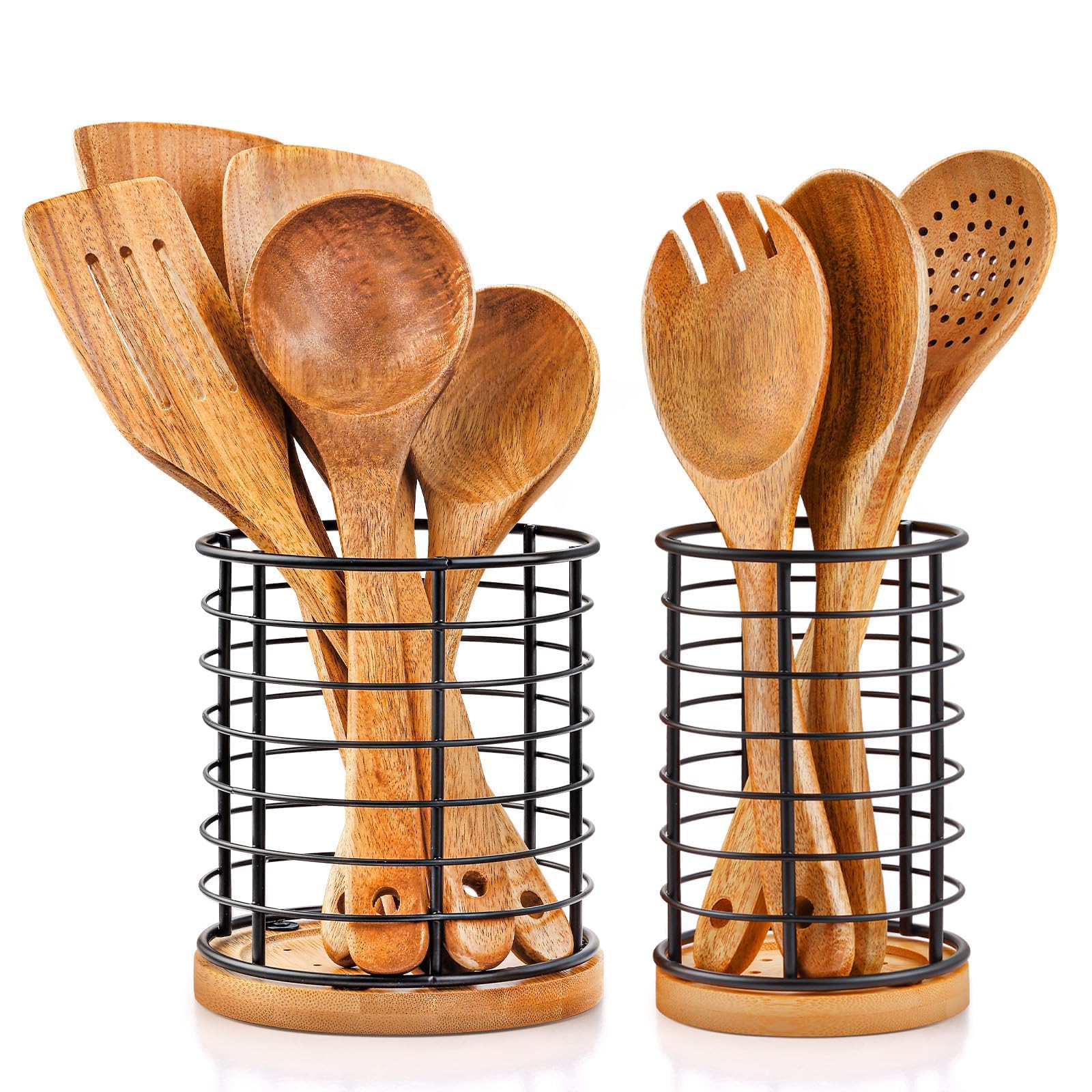 hunnycook two piece utensil holders on the counter promote fast air drying and organization