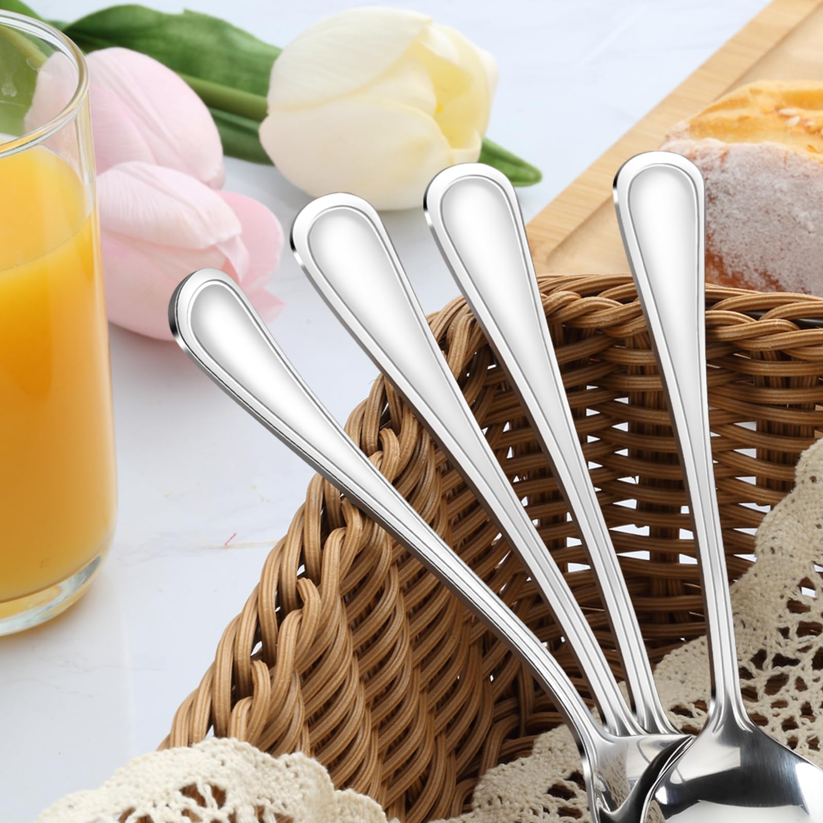Hunnycook 6.9-inch spoons ideal for soups, cereals, and desserts.