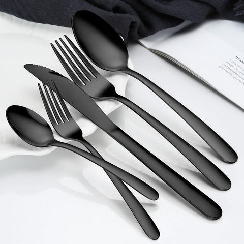Hunnycook black silverware set 12 dessert spoons for dessert courses and tea.