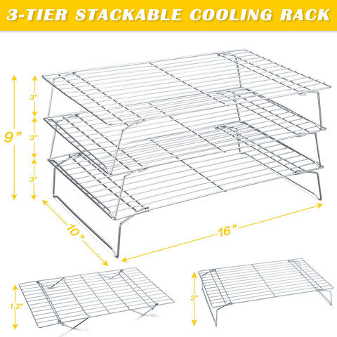Hunnycook cooling rack 16x10 inch size provides ample space for cookies and pastries.
