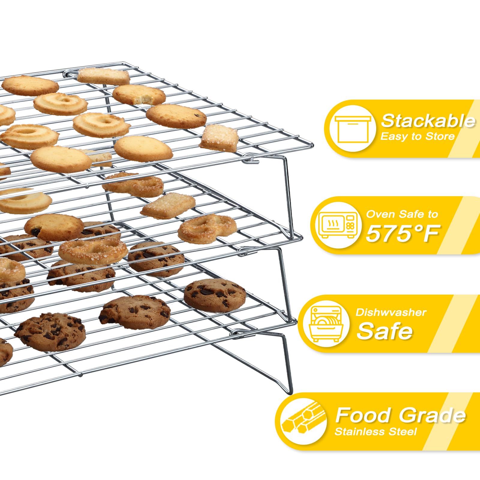 Hunnycook cooling rack oven-safe design stands up to oven heat for roasting and cooling.