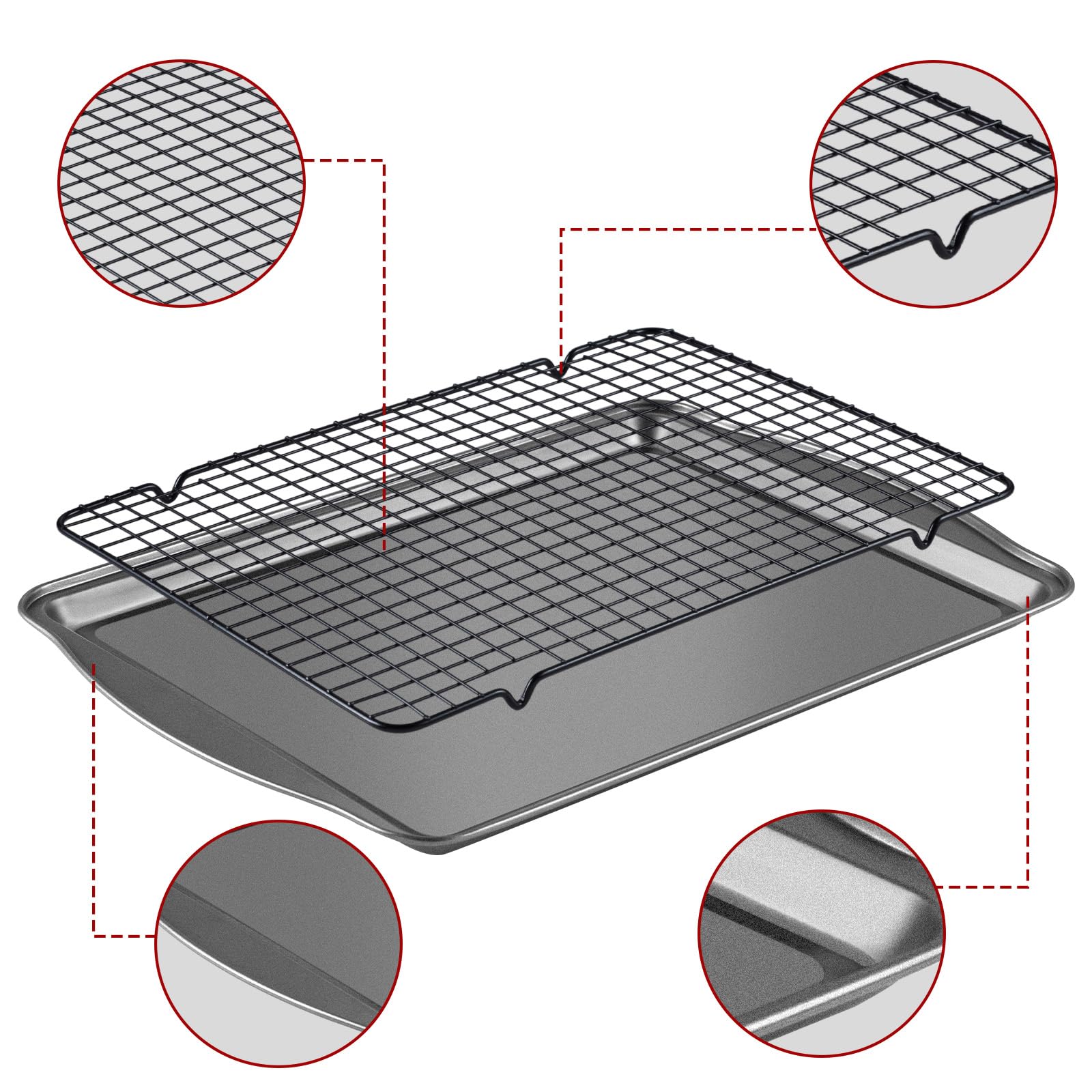 Hunnycook cooling racks in iron with grid design prevent food slipping.