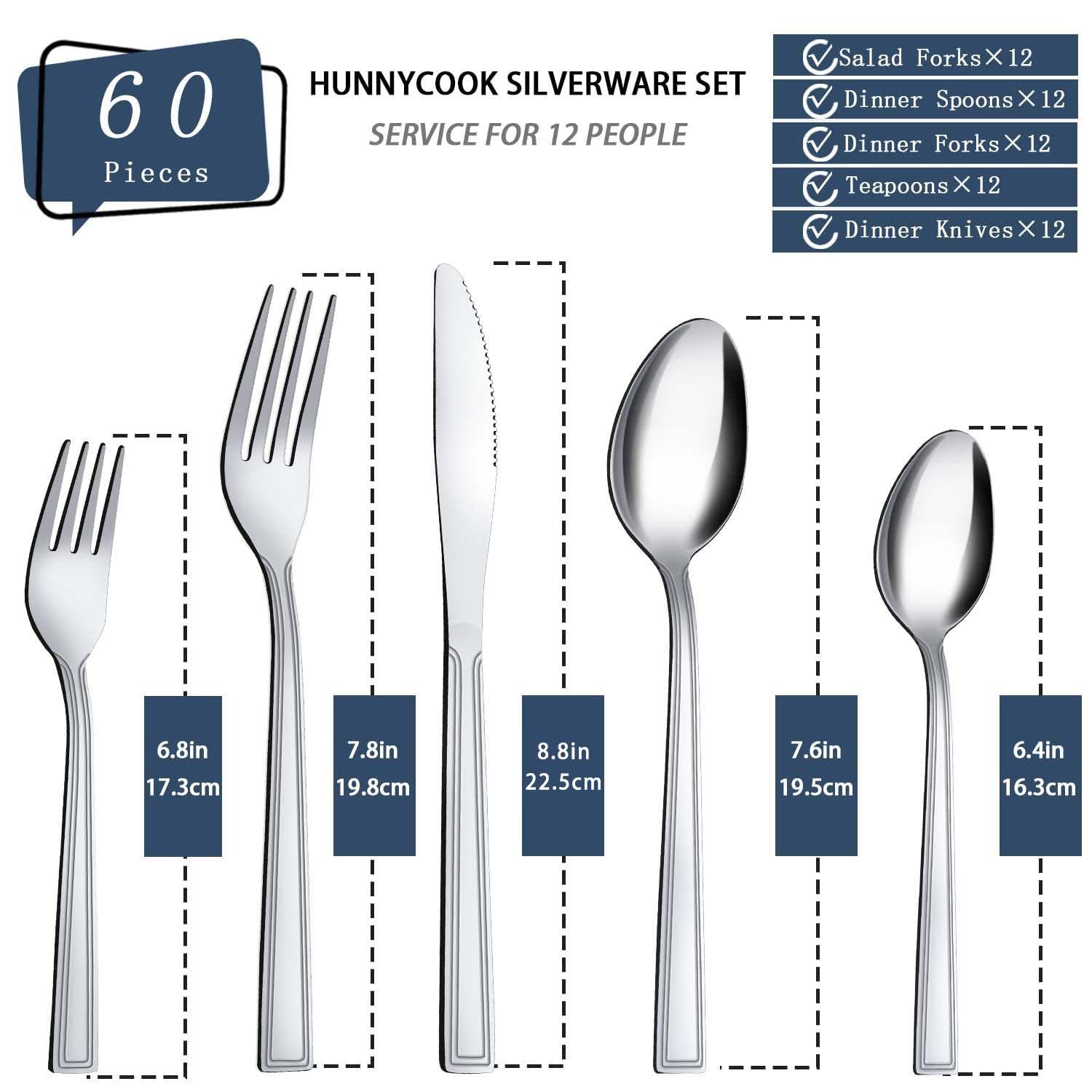 Hunnycook stainless-steel dinner forks offer durable build and dishwasher-safe convenience.
