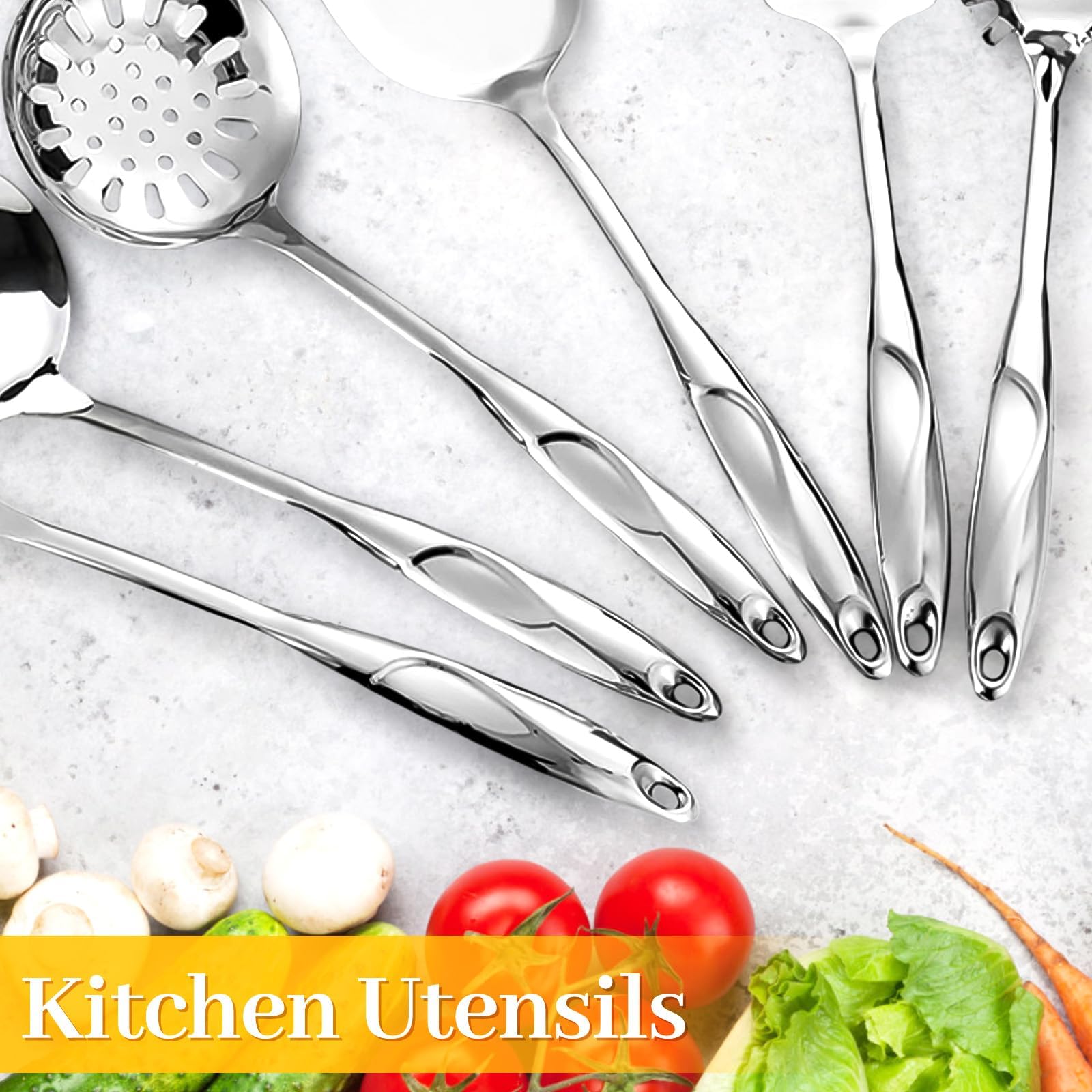 Hunnycook slotted turner in stainless steel for safe lifting and draining sauces.