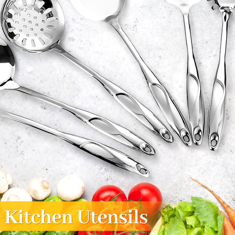 Hunnycook slotted turner in stainless steel for safe lifting and draining sauces.