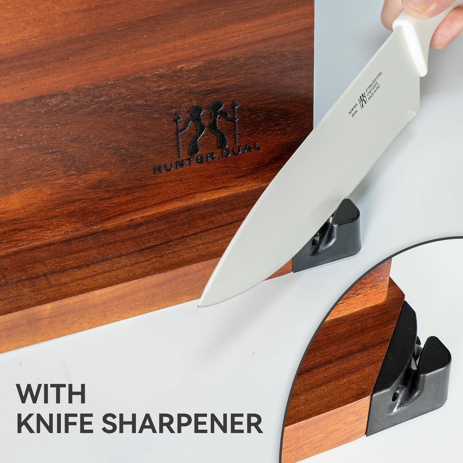 Hunter Dual magnetic knife holder easy-clean surface resists stains for a tidy prep area