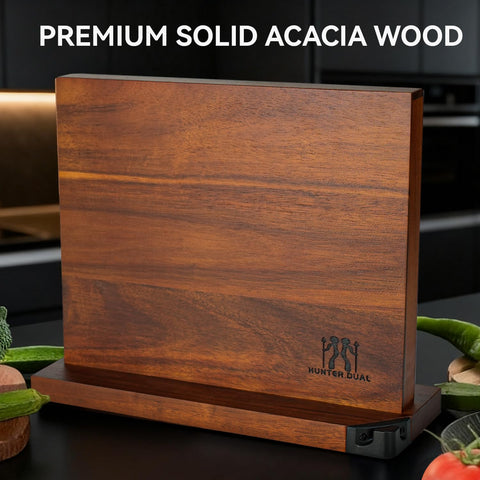 Hunter Dual magnetic knife holder solid hardwood construction delivers durable daily use