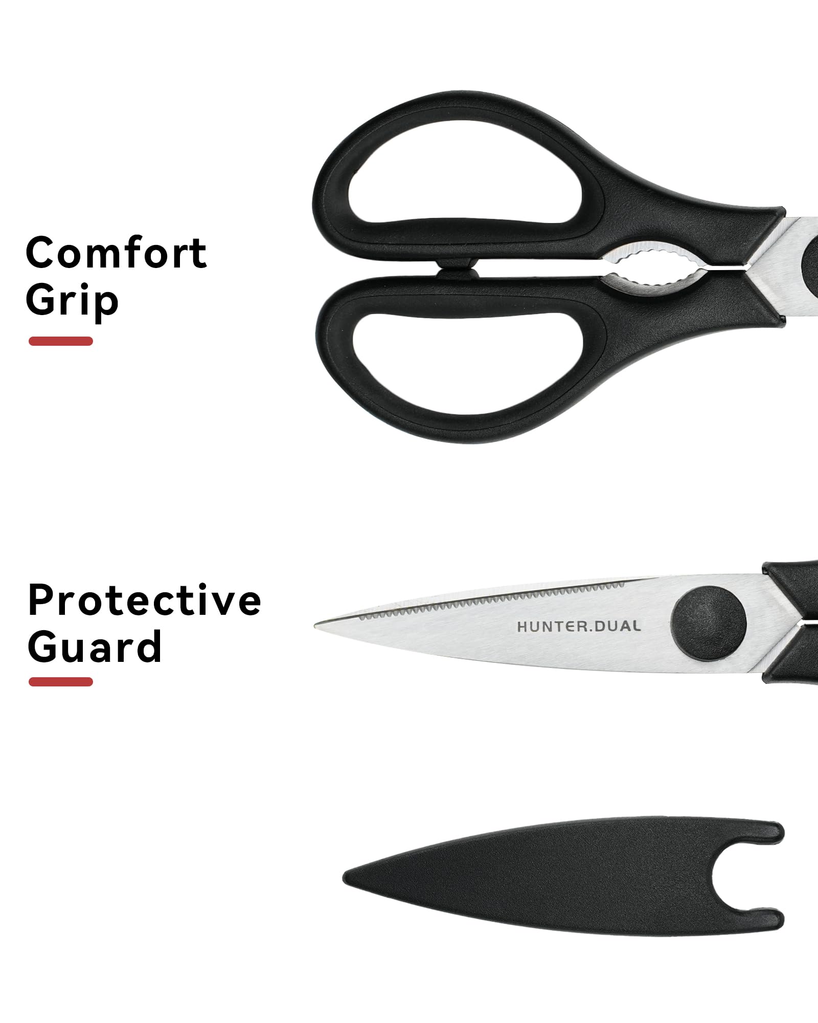 HunterDual stainless steel blades offer durability for heavy-duty tasks.