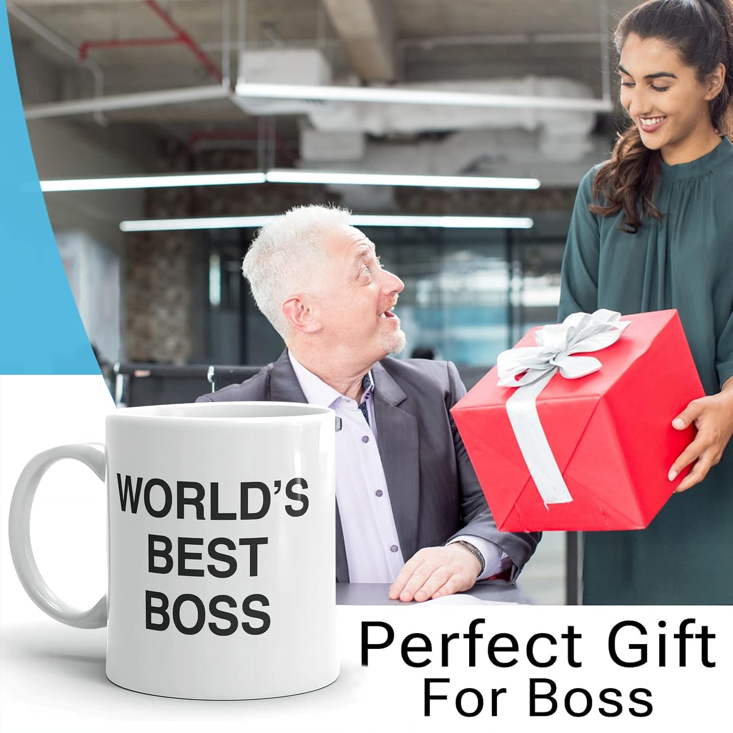 HUOZHI mug shows print on both sides for visibility from any angle.