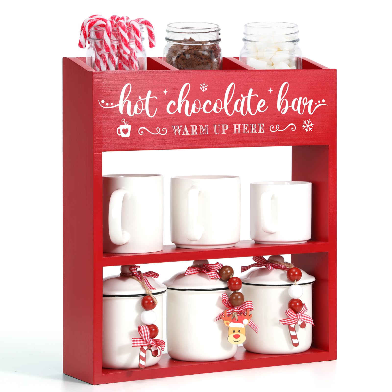 Huray Rayho hot chocolate bar organizer on countertops keeps cocoa essentials within reach.