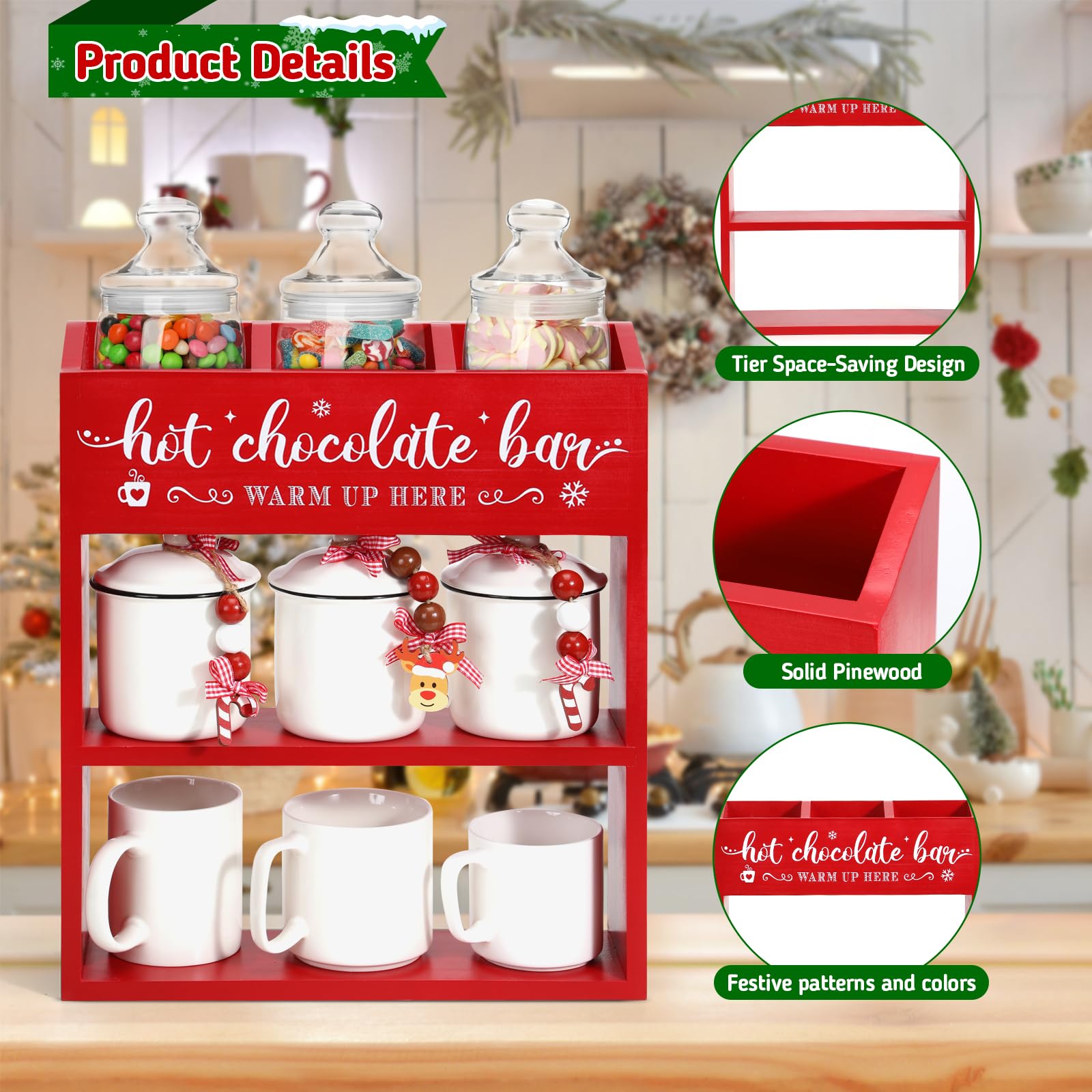 Mug and accessory organization within reach for cozy winter mornings.
