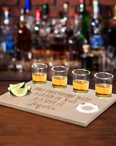 Huray Rayho natural finish tray supports stylish glassware and easy serving.