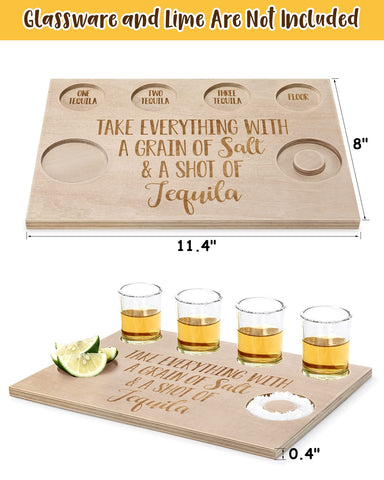 Huray Rayho shot-glass holder display helps keep shots organized during celebrations.