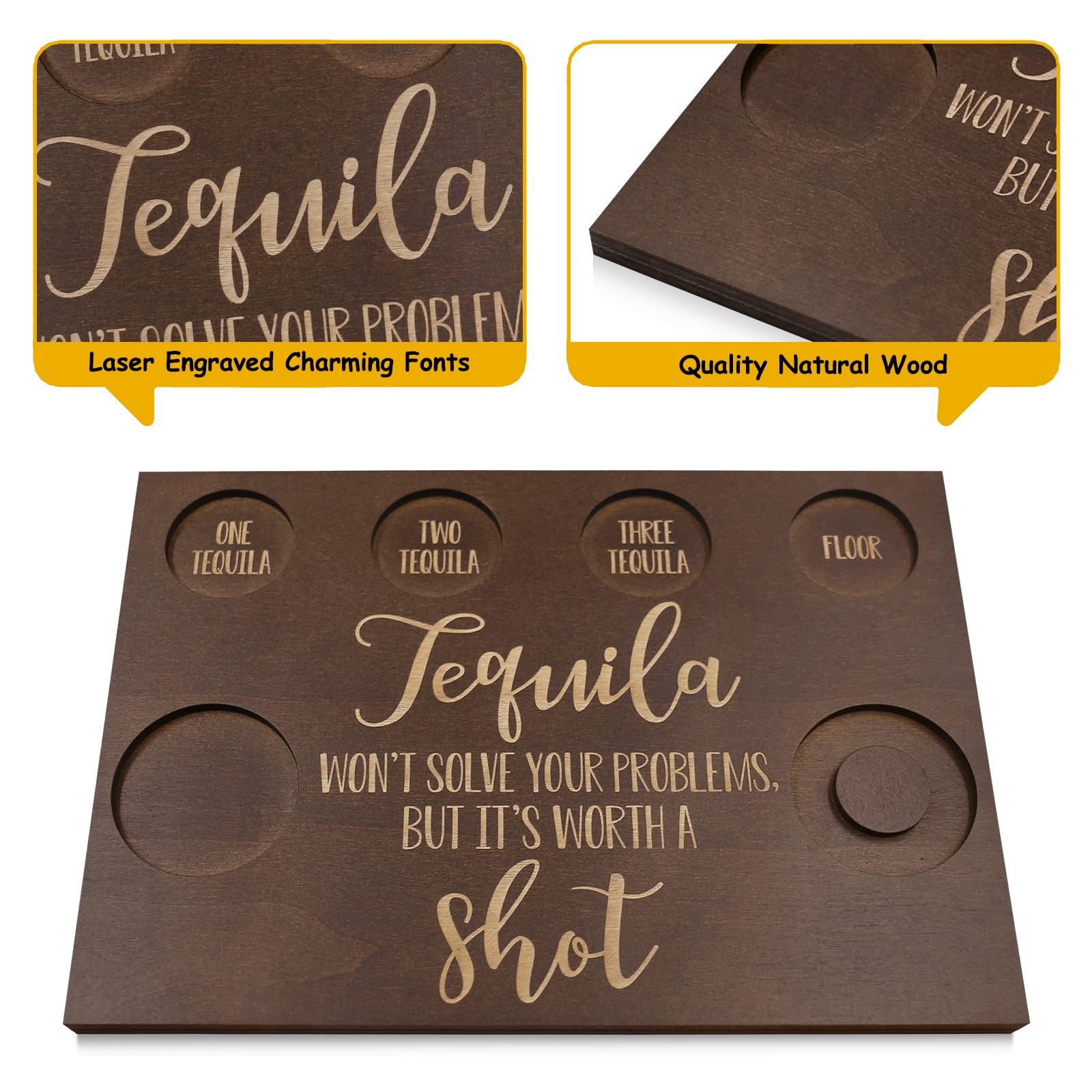Huray Rayho tequila shot board engraved quote adds rustic charm to gatherings