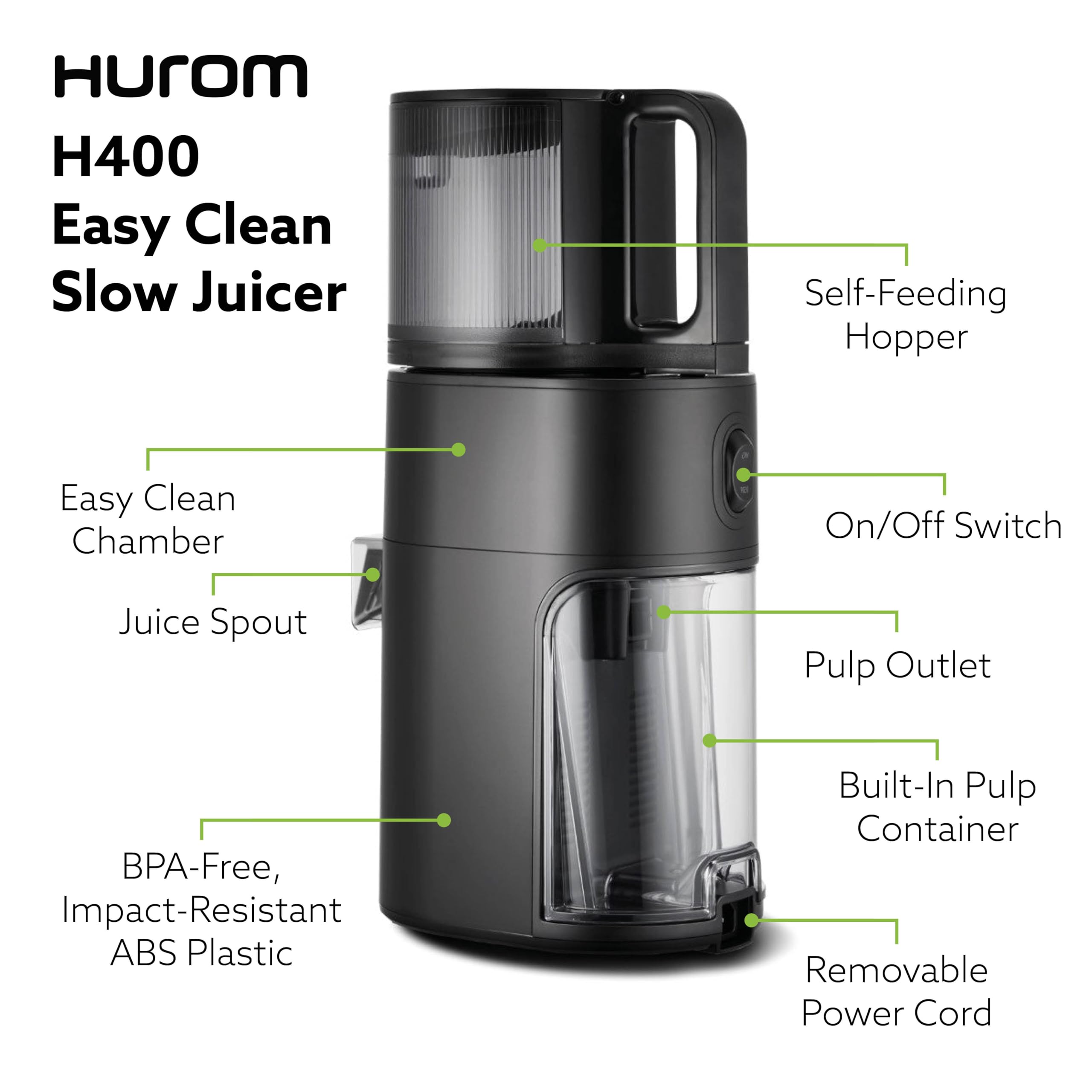Hurom H400 gauge window design lets you monitor fullness