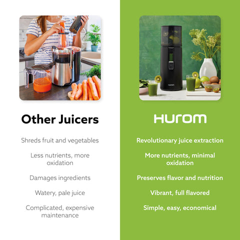 Hurom H400 high-yield juicing with minimal pulp
