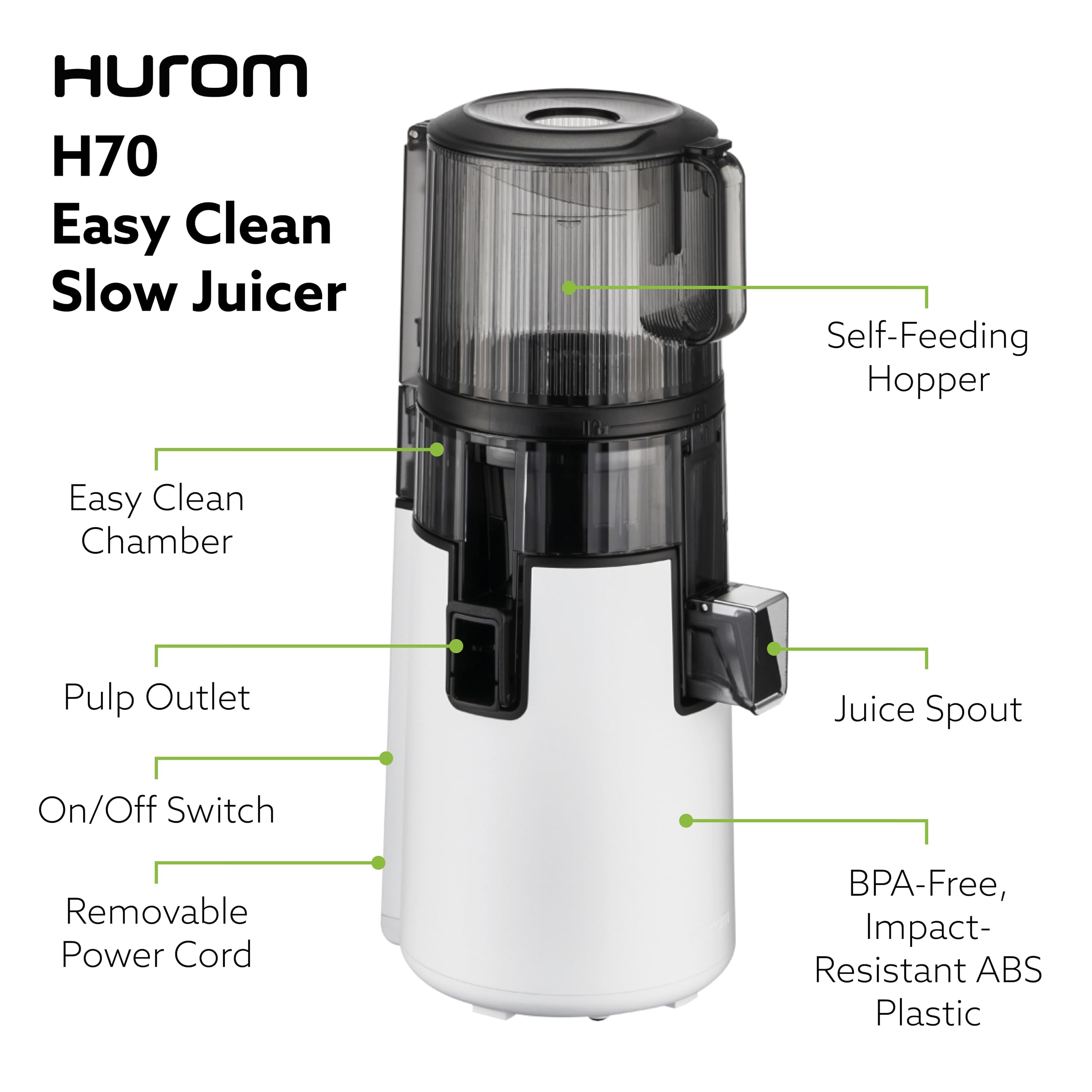Hurom H70 gauge window shows juice level at a glance.