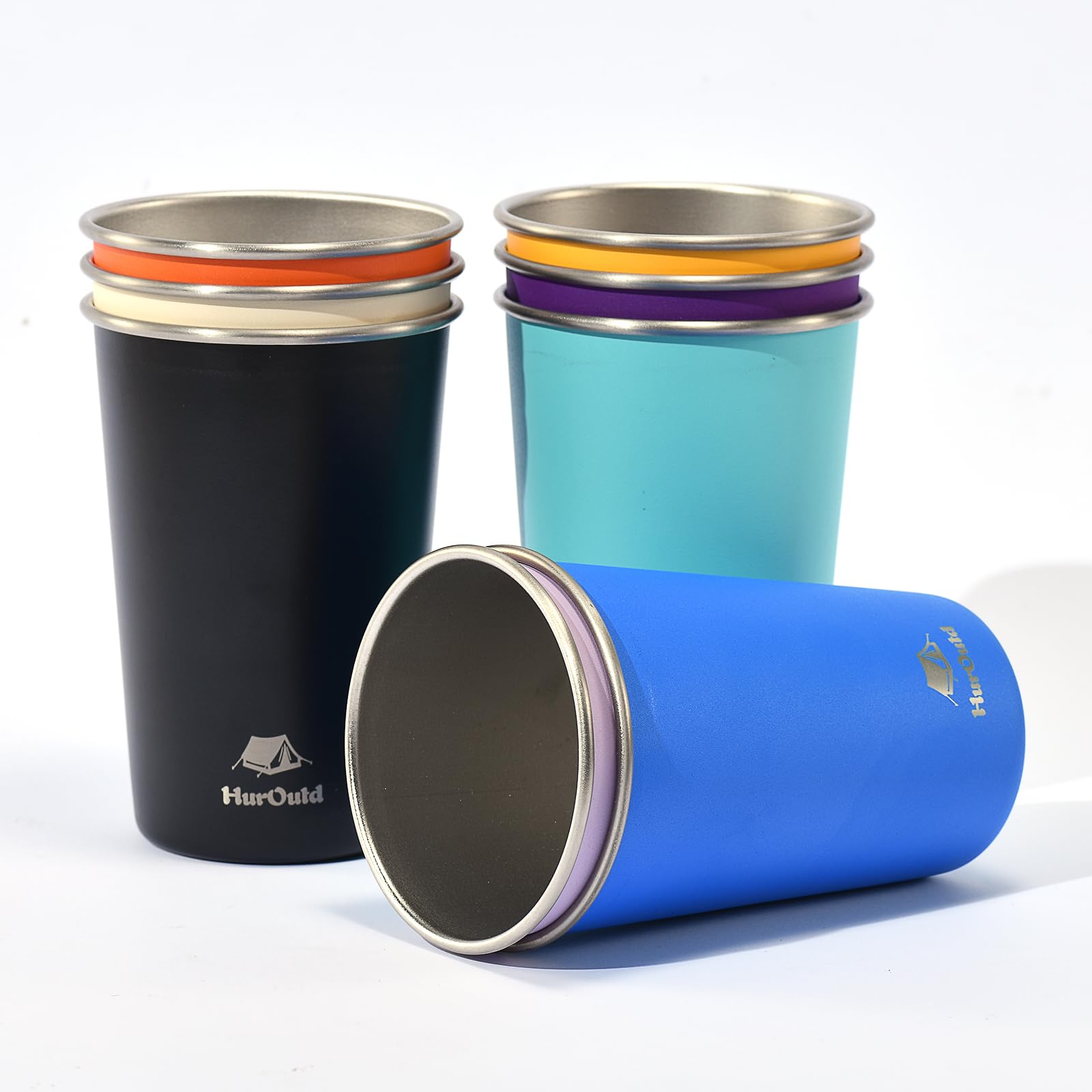 HurOutd colorful stackable cups 16oz ideal for camping and drink differentiation