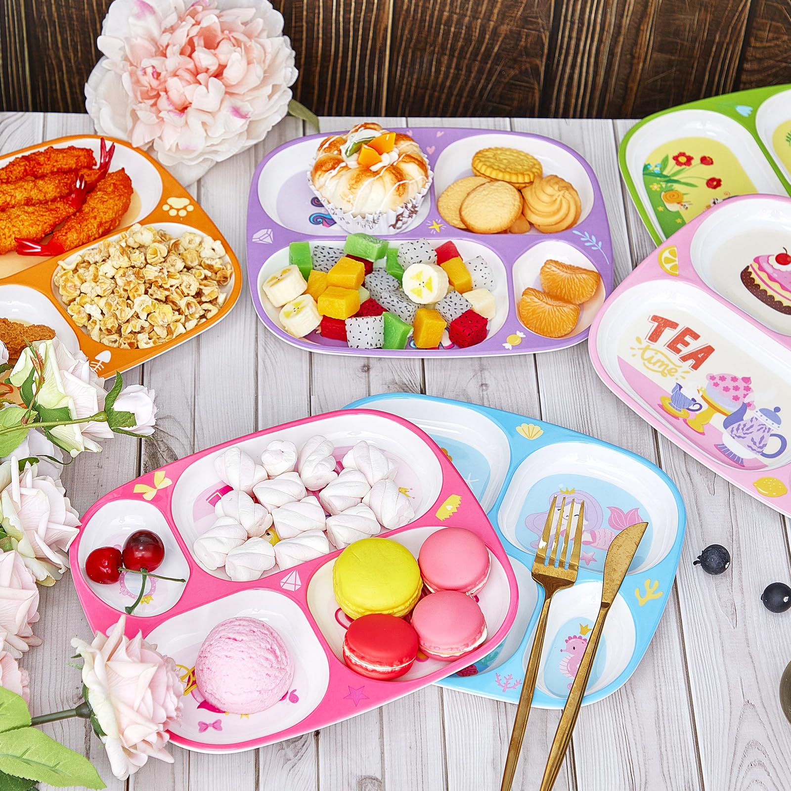 Hushee butterfly divided plate keeps foods separate and appealing.