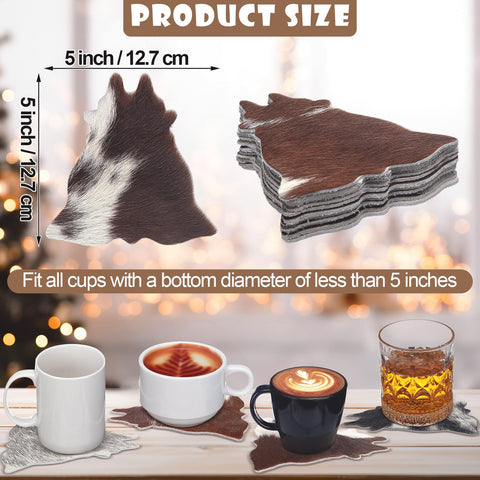 Hushee round cowhide coaster with unique pattern and non-slip base.