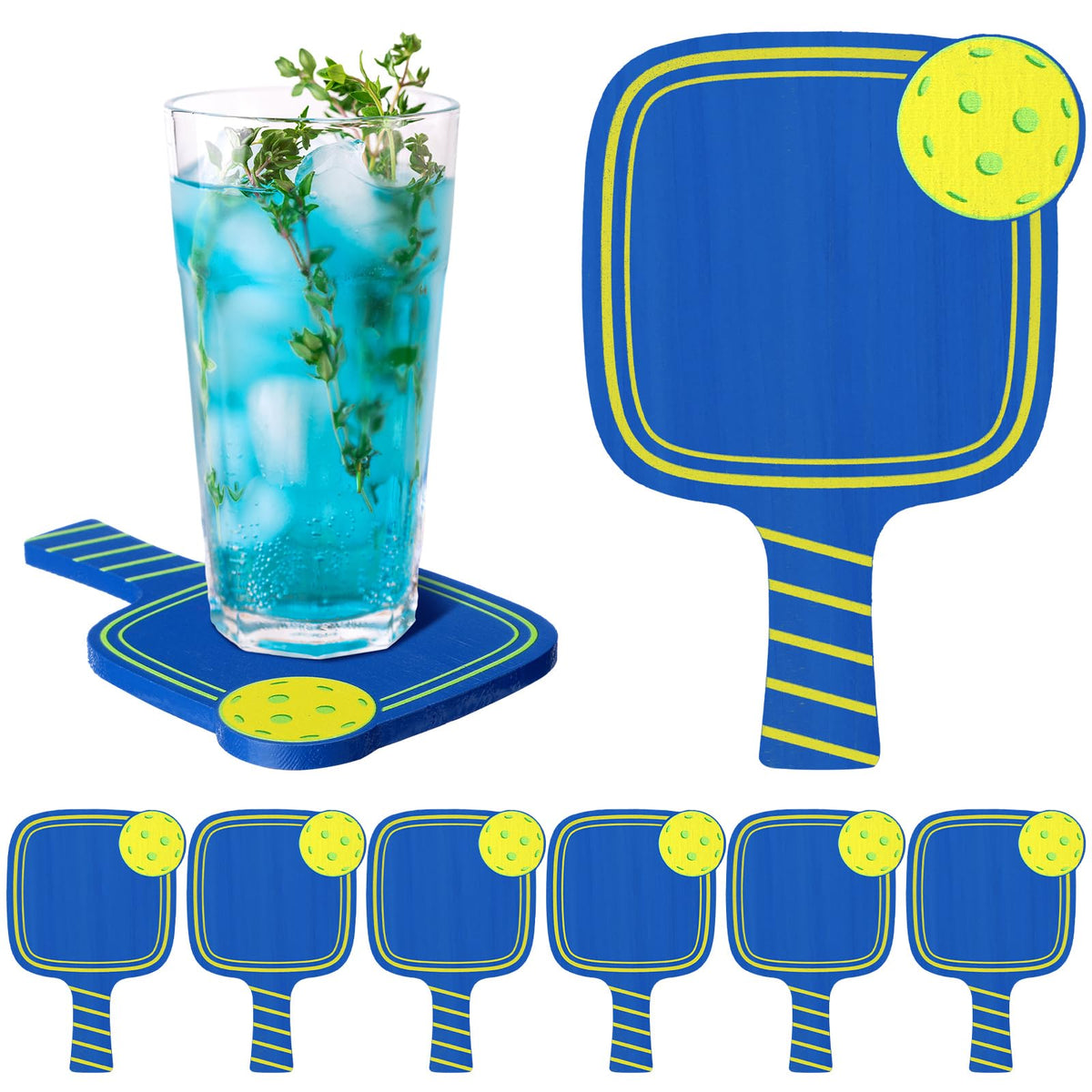 Hushee Dinkball coaster paddle blue closeup protects surfaces from heat