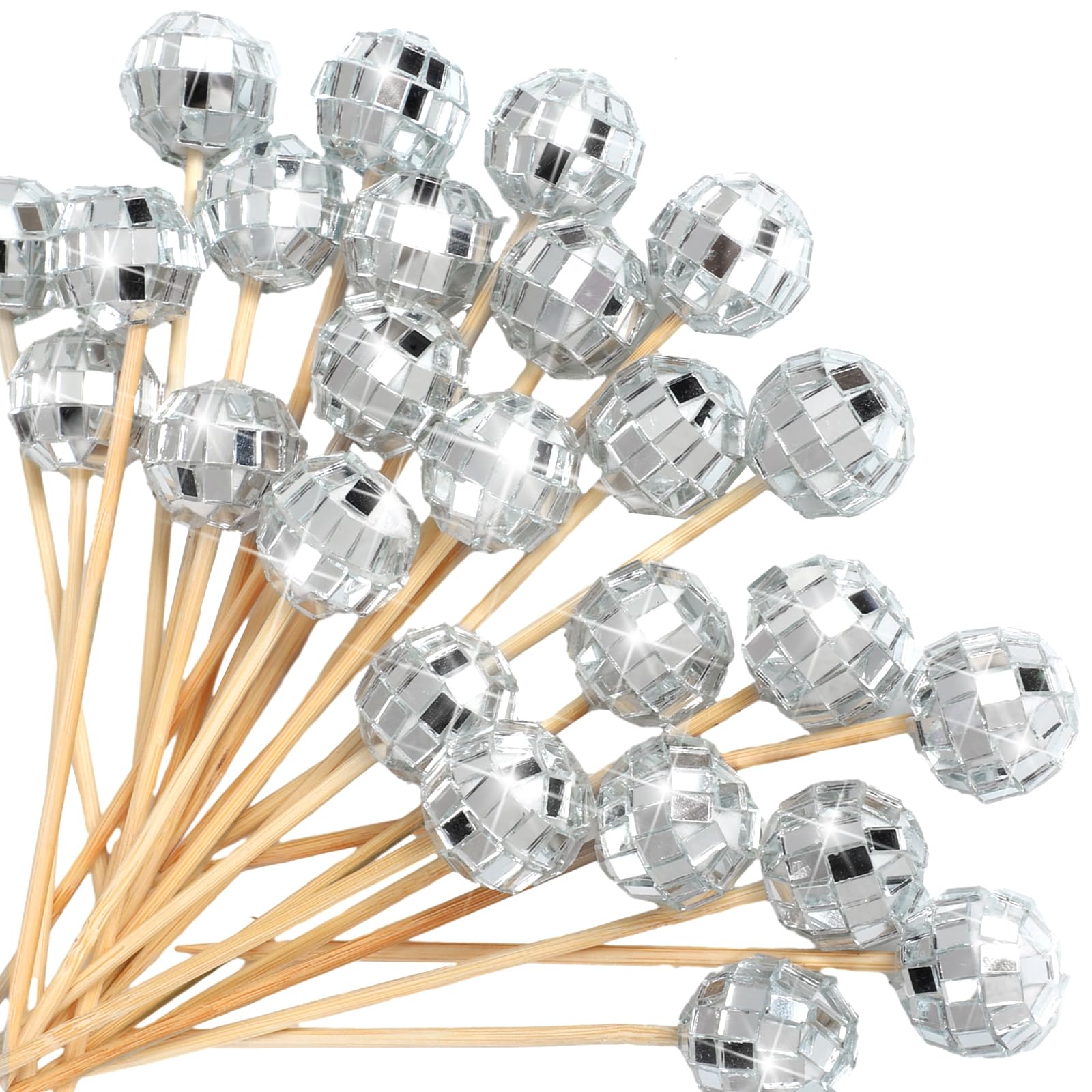 Hushee disco ball cocktail picks illuminate appetizers for festive entertaining.