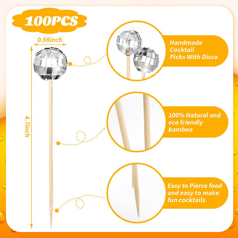 Hushee disco ball skewers add reflective drama to cocktails and desserts.