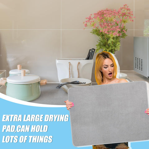 Hushee easy-clean drying mat with hanging storage in gray.