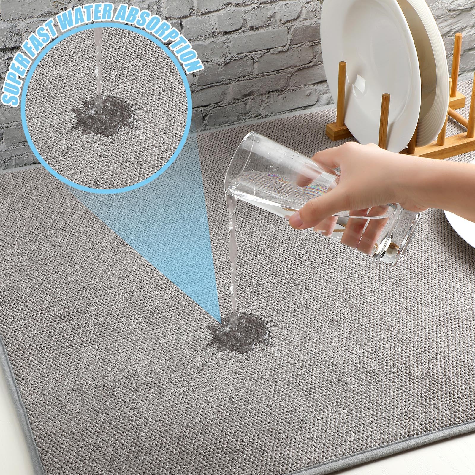 Hushee large dish drainer pad in gray fits busy kitchens.