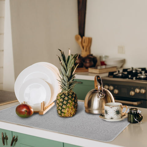 Hushee multi-use drying mat for kitchens and more in gray.