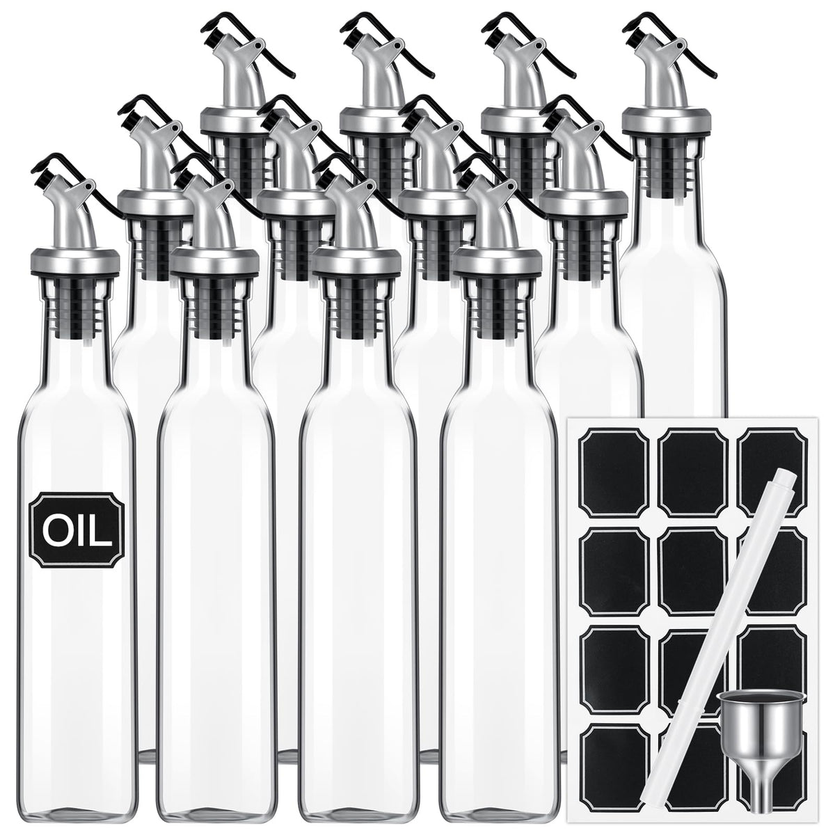 Hushee olive oil dispenser glass with spout for controlled pouring.
