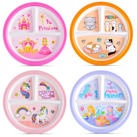 Hushee princess 3-compartment plate for kids promotes balanced meals at mealtime