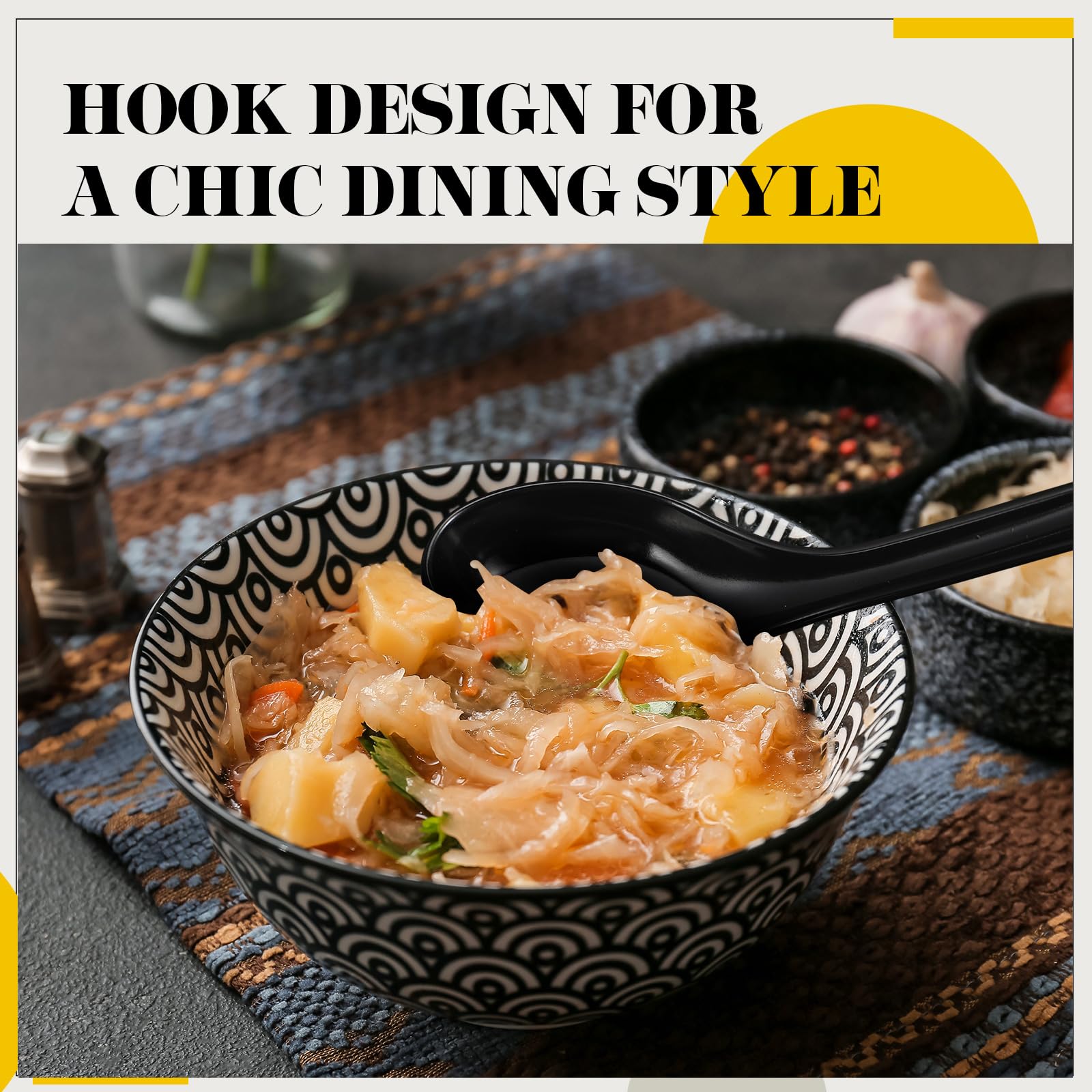 Hushee versatile spoon for noodles, dumplings, and miso soup.