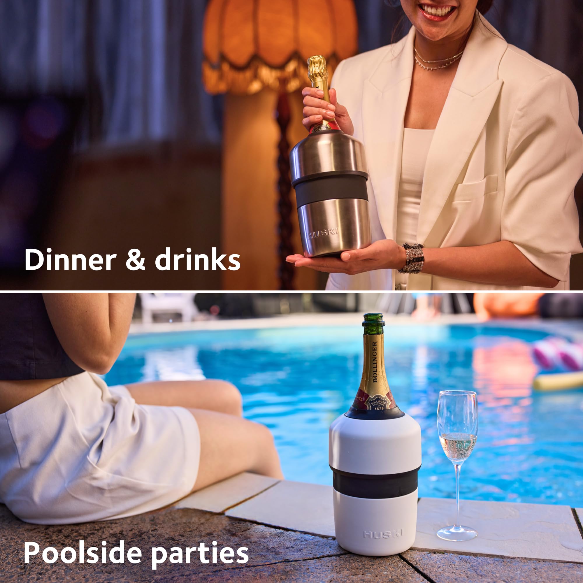 Huski Champagne Chiller fits Dom Perignon and other 750ml bottles for versatile use