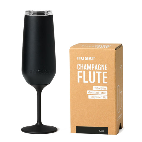 Huski champagne flute with detachable stem for stemmed or stemless use.