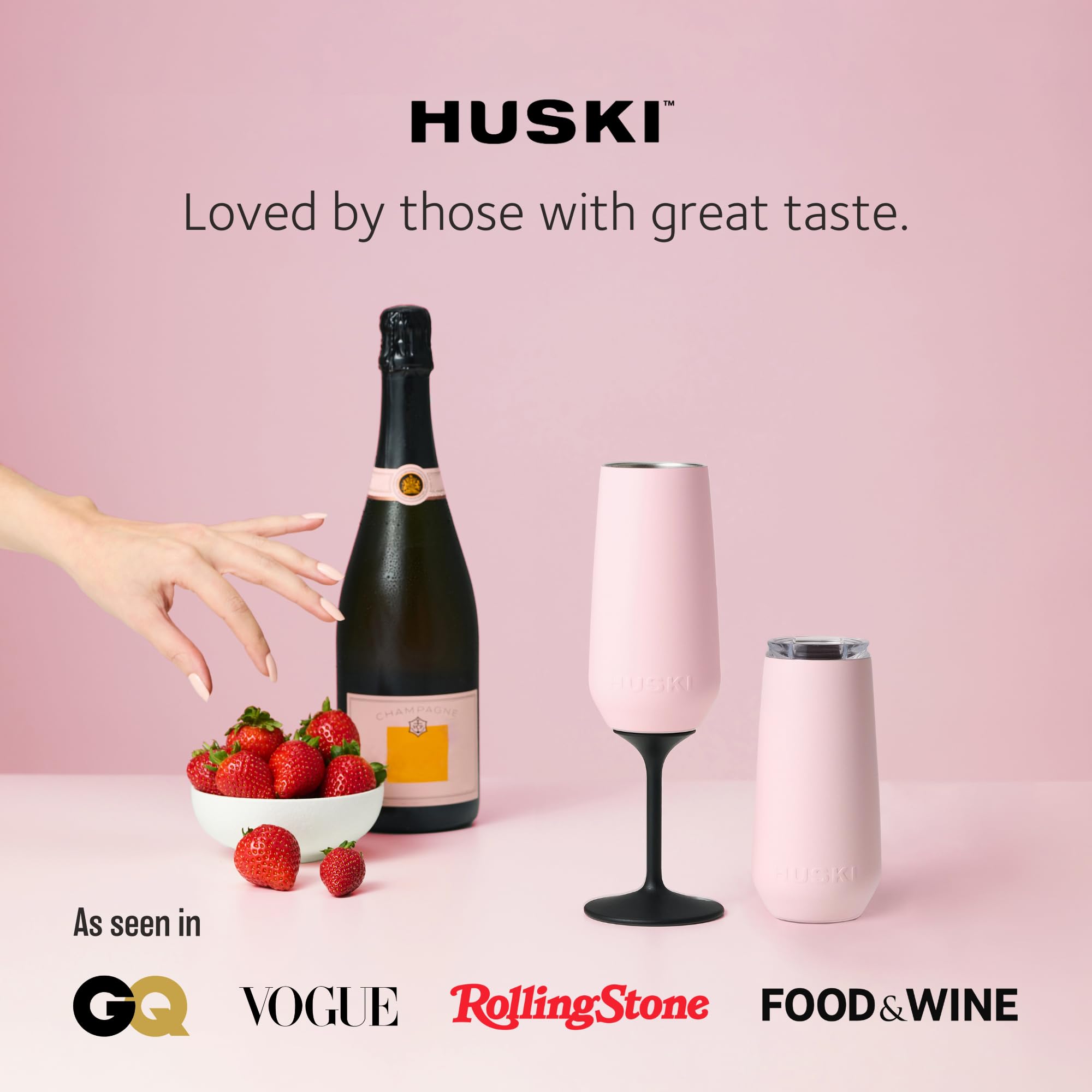 Versatile Huski flute ideal for champagne, prosecco, mimosas, and cocktails.