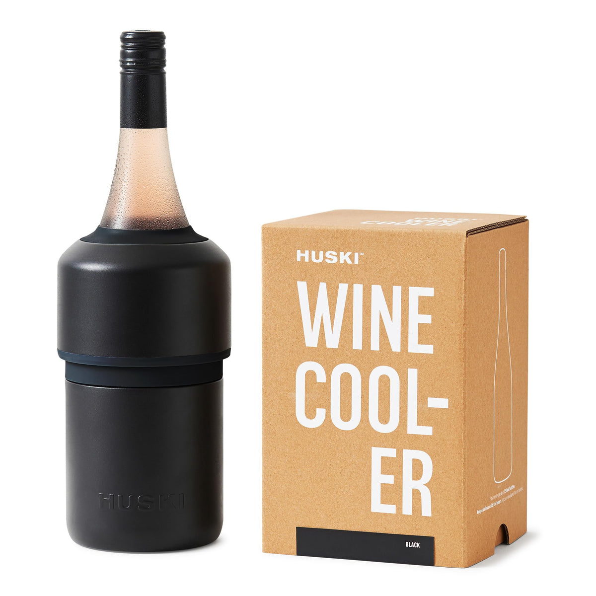 Huski wine chiller with compact design keeps the bottle stylish on the table.
