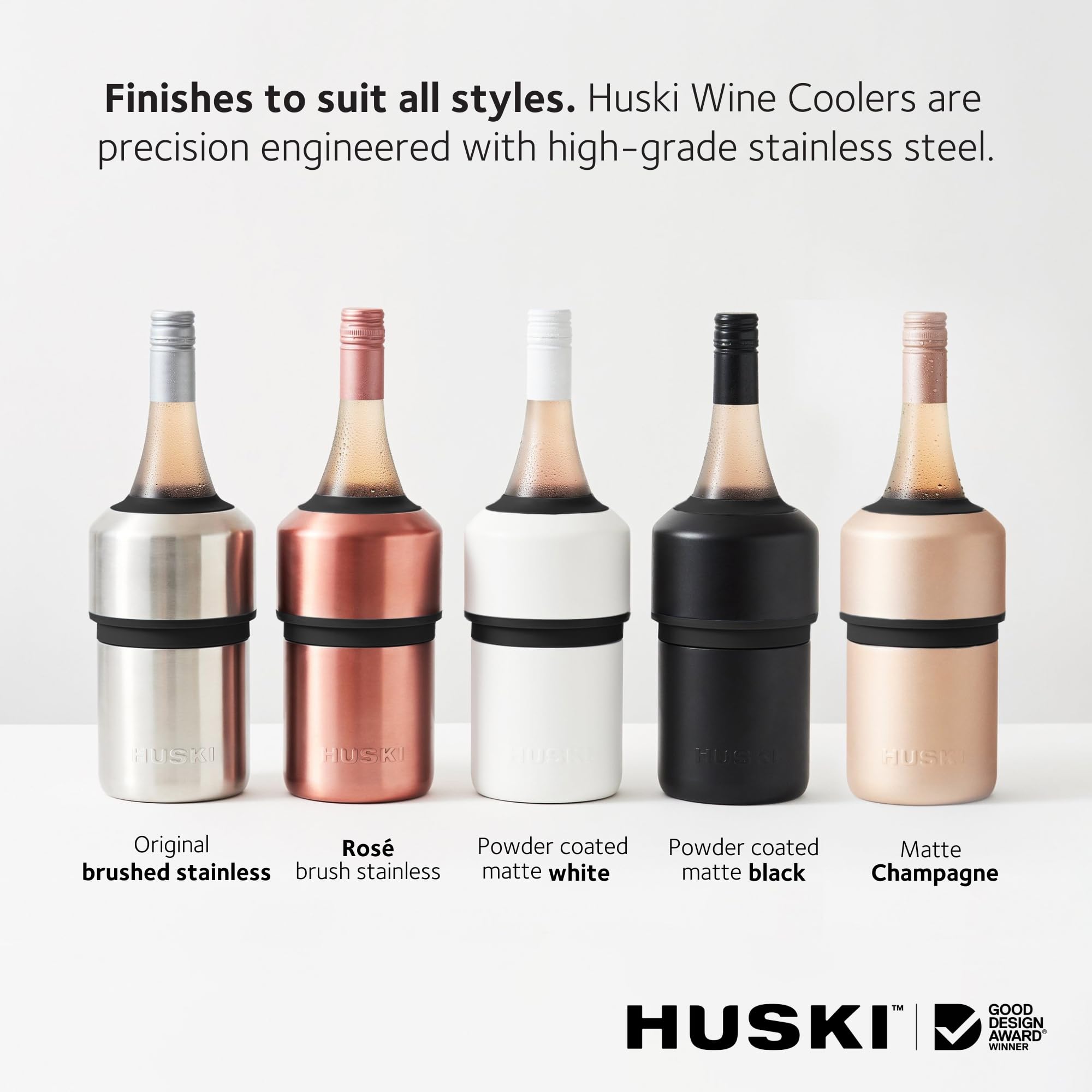 Huski Wine Chiller Pink condensation-free surface stays dry to touch