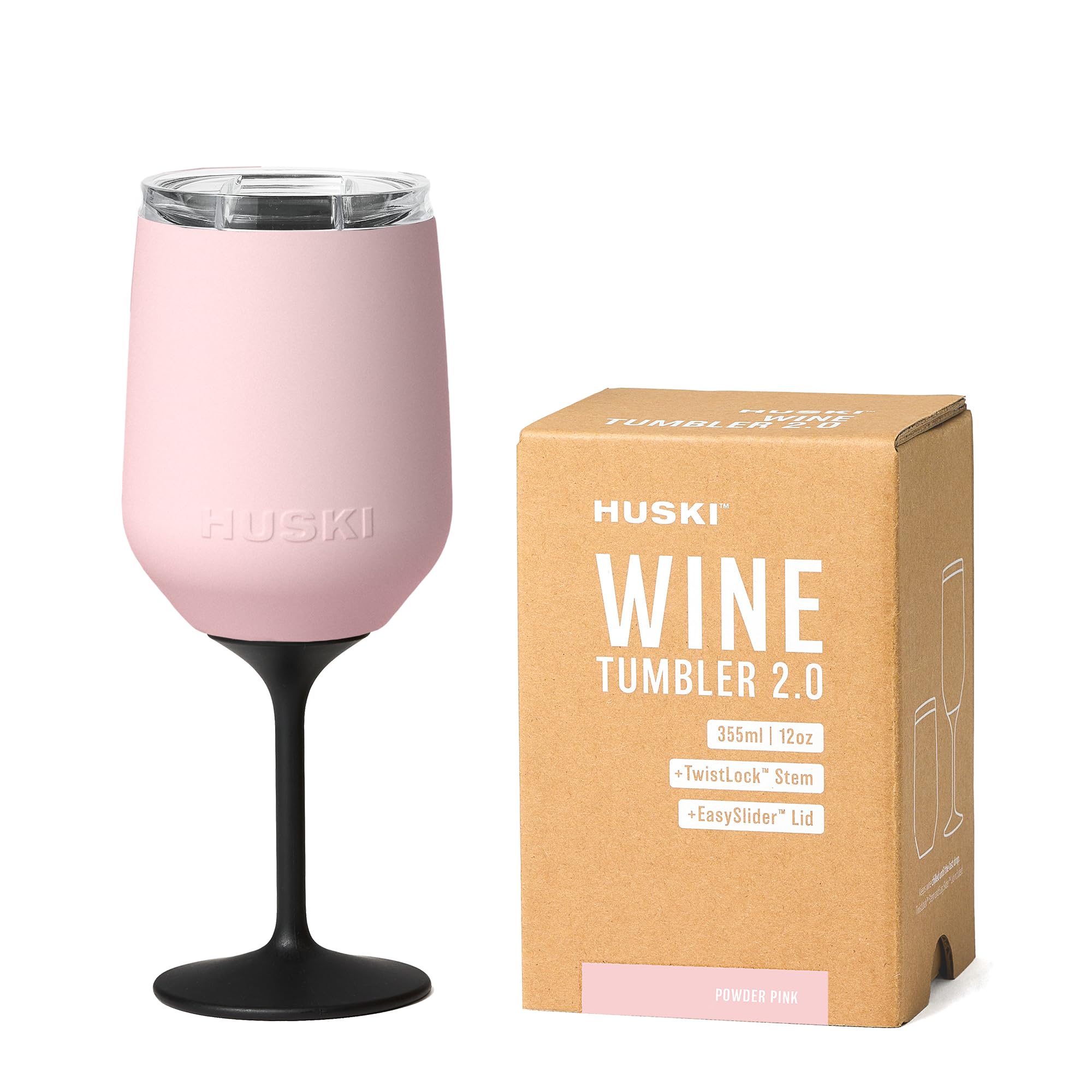 Huski 2.0 powder pink wine tumbler keeps wine cold to the last drop