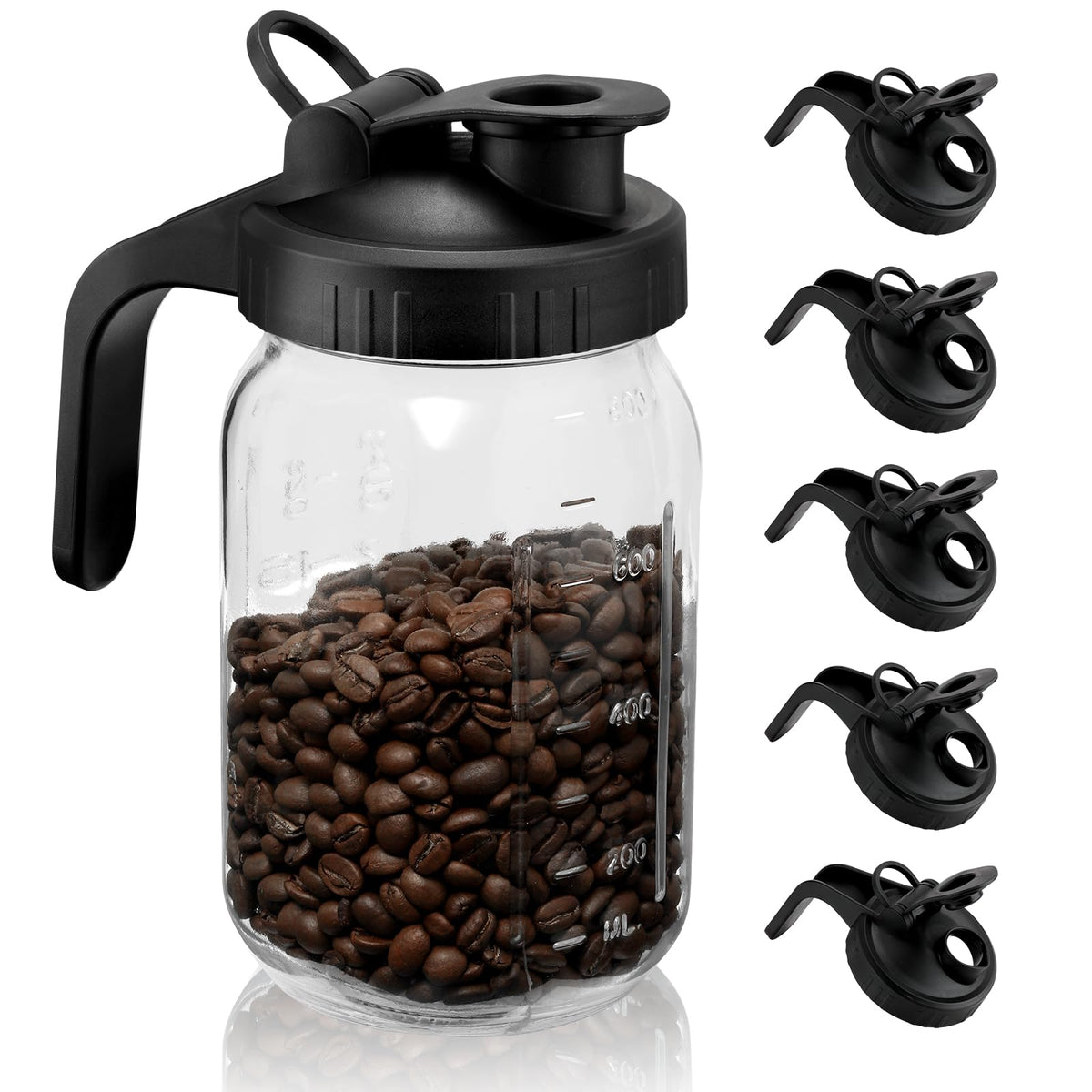 huspossesser wide-mouth jar lid with handle for easy pouring and secure grip