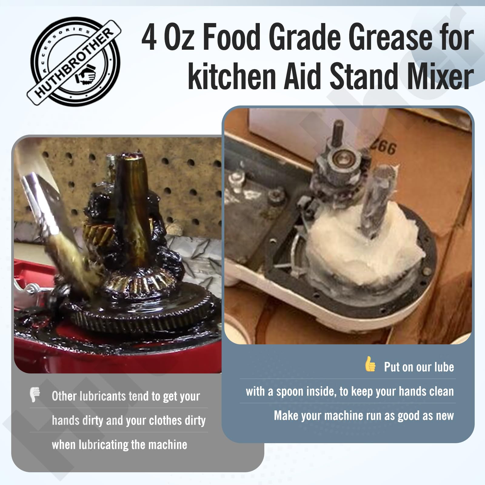 Huthbrother grease compatible with various mixer brands for versatile maintenance.