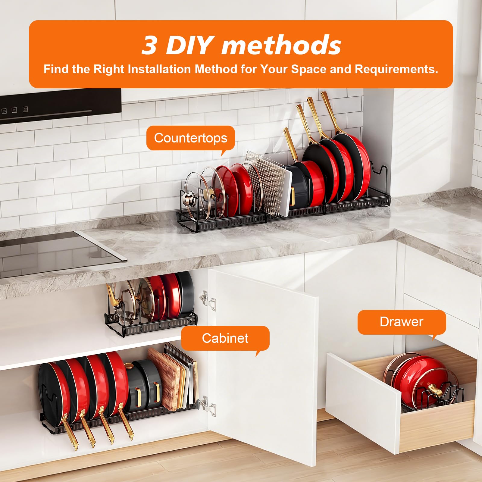 HuuDraLono non-slip pads protect surfaces while stabilizing the rack during use.