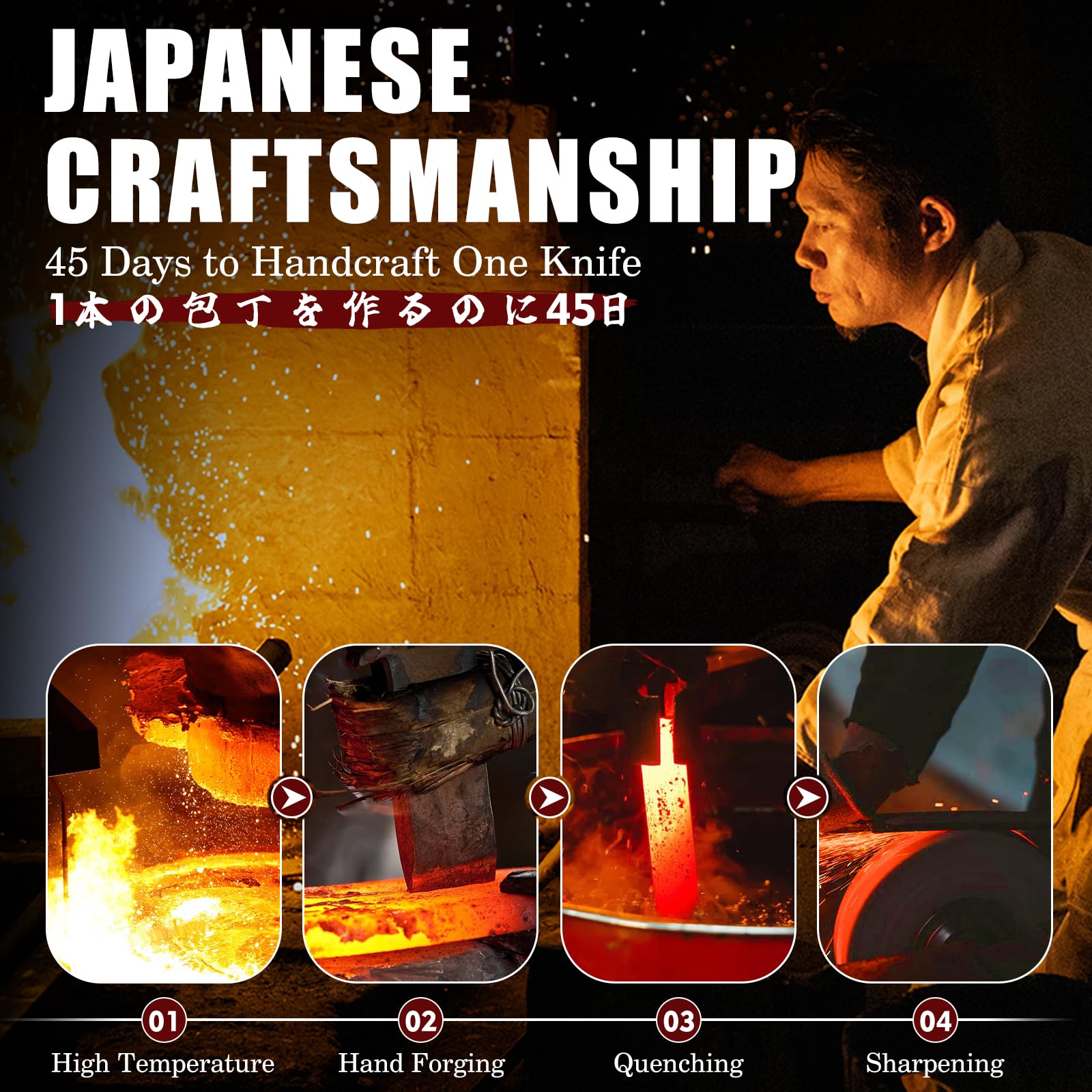 Huusk 6.5-inch Nakiri knife for fast vegetable chopping.