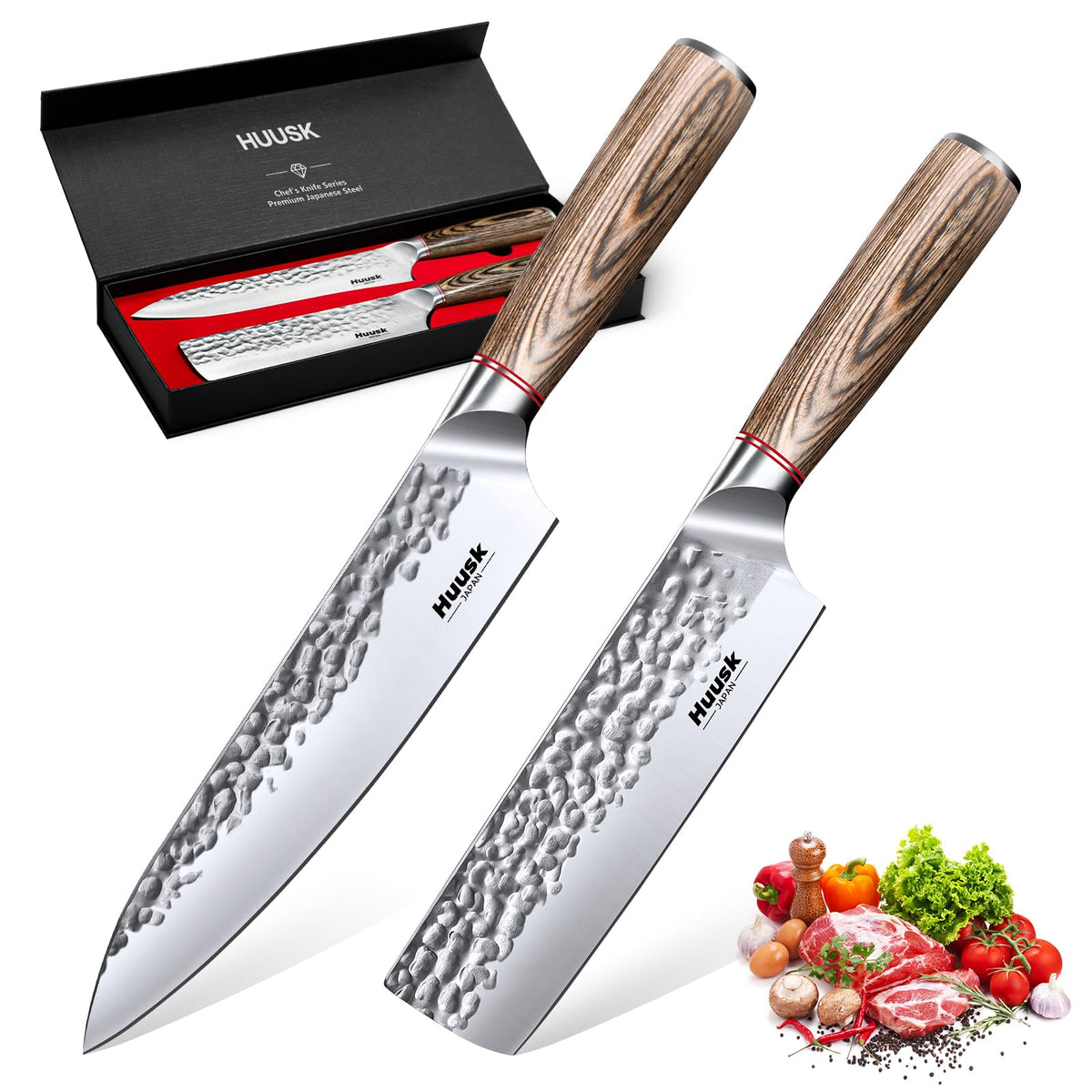 Huusk 8-inch chef knife for precise slicing and versatile prep.