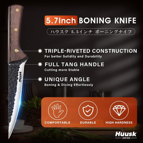 Huusk boning knife edge retention demonstrates lasting sharpness through use.