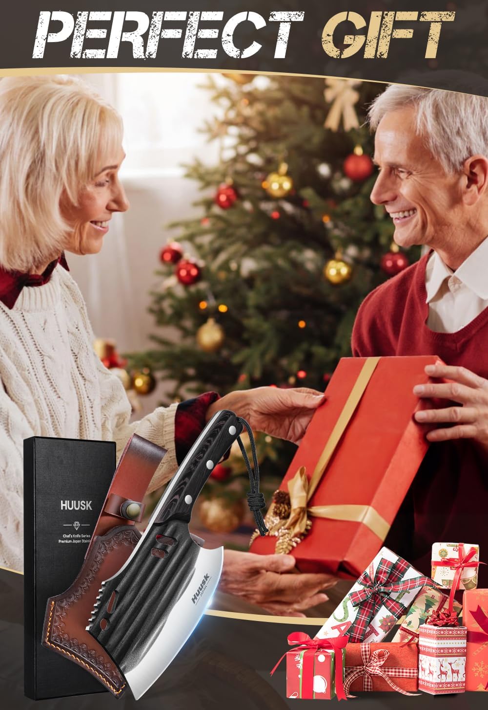 Huusk butcher knife gift packaging makes a great gift for cooks.